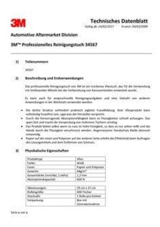 3M™ Einweg Reinigungstuch, Weiß, 290 mm x 370 mm, 34567