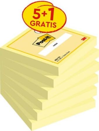 Post-it® Notes, Gelb, 76 mm x 76 mm, Promotion, 100 Blatt/Block, 5 Blöcke + 1 Gratis/Packung, 100% PEFC SGSCH-PEFC-COC-110078