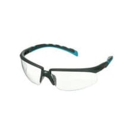 3M™ Solus™ Serie 2000, S2001SGAF-BGR, grau/türkise Bügel, Scotchgard™ Anti-Fog-Beschichtung, transparente Anti-Fog-Antikratz-Scheibe, 20 pro Packung