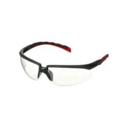 3M™ Solus™ Serie 2000, S2001SGAF-RED, grau/rote Bügel, Scotchgard™ Anti-Fog-Beschichtung, transparente Anti-Fog-Antikratz-Scheibe, 20 pro Packung