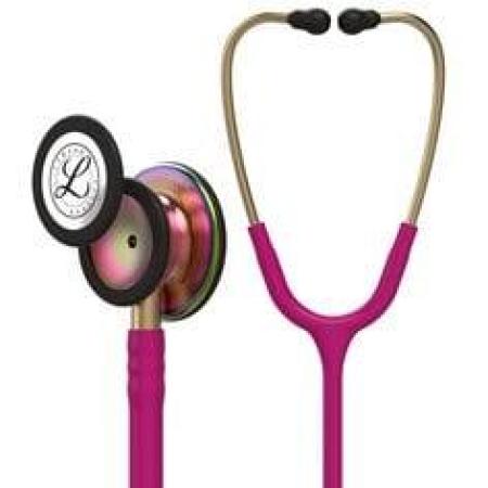 3M™ Littmann® Classic III™ Stethoskop zur Überwachung, 5806, regenbogenfarbenes Bruststück, himbeerroter Schlauch, 69 cm