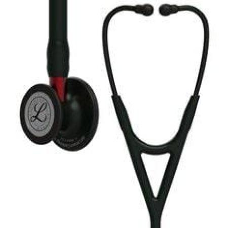 3M™ Littmann® Cardiology IV™ Stethoskop für die Diagnose, 6200, Black-Edition Bruststück, schwarzer Schlauch, roter Schlauchansc