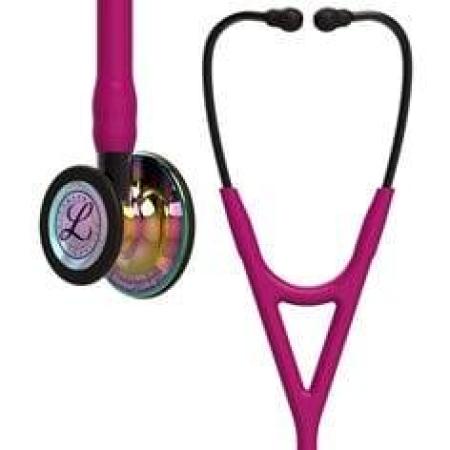 3M™ Littmann® Cardiology IV™ Stethoskop für die Diagnose, 6241, hochglänzendes, regenbogenfarbenes Bruststück, himbeerroter Schl