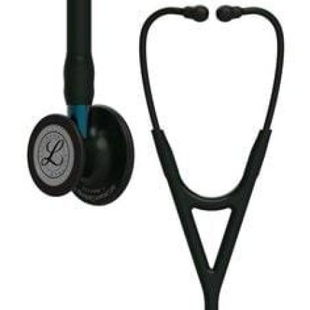 3M™ Littmann® Cardiology IV™ Stethoskop für die Diagnose, 6201, Black-Edition Bruststück, schwarzer Schlauch, blauer Schlauchans