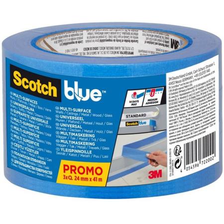 ScotchBlue™ Premium Malerabdeckband „Multi-Surface“ 2090 EMEA, Pack of 3, 24 mm x 41 m