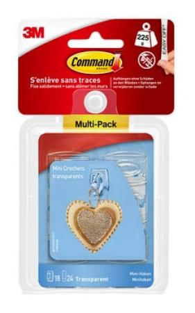 Command™ Mini-Haken, transparent, mit transparenten Strips, 17006CLRFGN