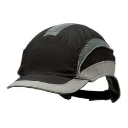 3M™ First Base™ 3 Anstoßkappe 2031219, Elite, Schwarz/Grau, verkürzter Schirm, 55 mm