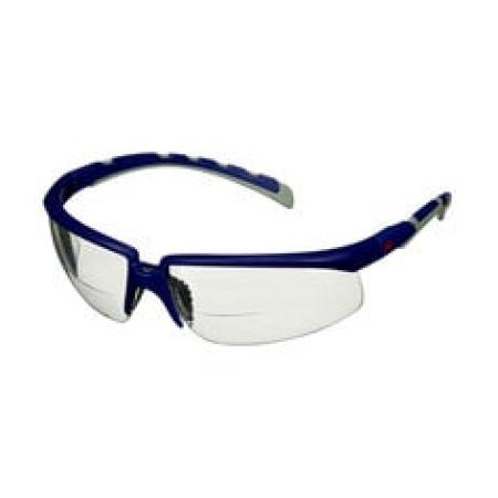 3M™ Solus™ 2000 Schutzbrillen-Serie, blau/graue Bügel, Anti-Fog-/Antikratz-Beschichtung, transparente Scheibe Lesestärke +2,5, S2025AF-BLU, 20 pro Packung