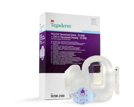 3M™ PICC/CVC Fixierplatte + 3M™ Tegaderm CHG, 1879R-2100, 10 cm x 15.5 cm, 20 Stück/Karton