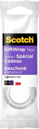 Scotch® GiftWrap Satinklebeband, 19 mm x 7.5 m, 2 Rollen auf Handabroller