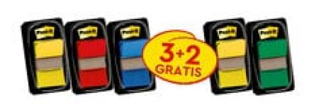Post-it® Index Haftstreifen, Standard, Verschiedene Farben, 25.4 mm x 43.2 mm, Promotion, 50 Haftstreifen/Spender, 3 Spender + 2 Gratis/Packung