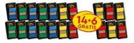 Post-it® Index Promotion-Pack, rot, grün, gelb, blau, 25.4 mm x 43.2 mm, 20 x 50 Haftstreifen
