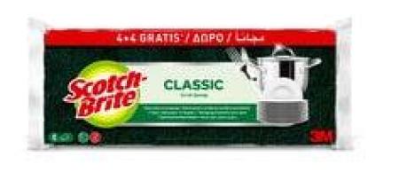 Scotch-Brite® Classic Reinigungsschwamm, 4 Stück pro Packung + 4 Stück gratis