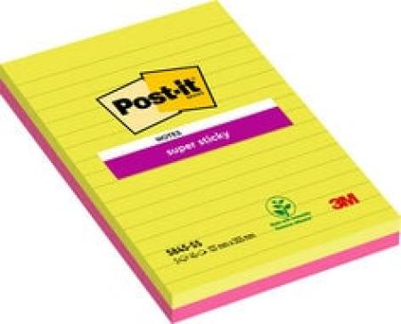 Post-it® Super Sticky Notes im Großformat, Rosa und Grün, Liniert, 127 mm x 203 mm, 45 Blatt/Block, 2 Blöcke/Packung, 100% PEFC SGSCH-PEFC-COC-110078
