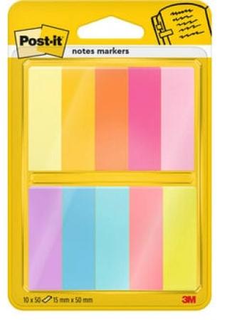 Post-it® Page Marker, Verschiedene Farben, 15 mm x 50 mm, 50 Blatt/Block, 10 Blöcke/Packung, 100% PEFC SGSCH-PEFC-COC-110078