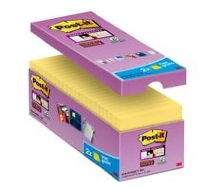 Post-it® Super Sticky Notes, Gelb, 76 mm x 76 mm, Promotion, 90 Blatt/Block, 14 Blöcke + 2 Gratis/Packung, 100% PEFC SGSCH-PEFC-COC-110078