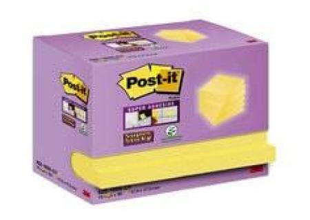 Post-it® Super Sticky Notes, Gelb, 47.6 mm x 47.6 mm, 90 Blatt/Block, 16 Blöcke/Packung, 100% PEFC SGSCH-PEFC-COC-110078
