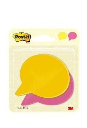 Post-it® Notes In Stanzform, Sprechblase, Rosa und Gelb, 71 mm x 73 mm, 75 Blatt/Block, 2 Blöcke/Packung, 100% PEFC SGSCH-PEFC-COC-110078