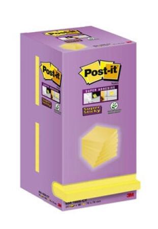 Post-it® Super Sticky Notes, Gelb, 76 mm x 76 mm, 90 Blatt/Block, 16 Blöcke/Packung, Kartonverpackung, 100% PEFC SGSCH-PEFC-COC-110078