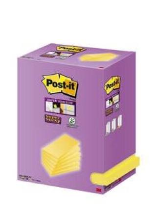 Post-it® Super Sticky Notes, Gelb, 76 mm x 127 mm, 90 Blatt/Block, 16 Blöcke/Packung, 100% PEFC SGSCH-PEFC-COC-110078