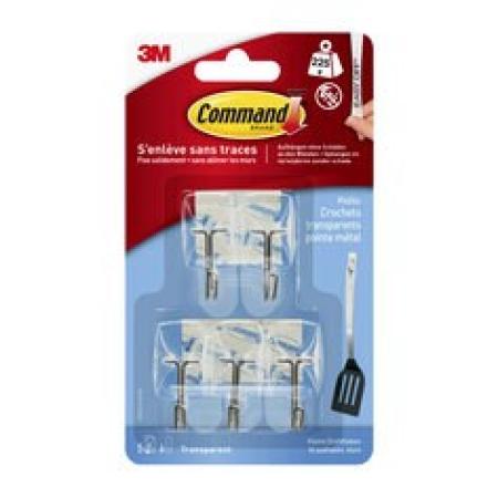 Command™ Drahthaken S, klein, transparent, mit transparenten Strips, 17067CLR-5
