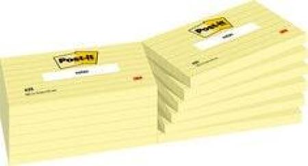 Post-it® Notes, Gelb, liniert, 76 mm x 127 mm, 12 Blöcke