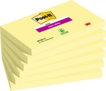 Post-it® Super Sticky Notes, Gelb, 76 mm x 127 mm, 90 Blatt/Block, 6 Blöcke/Packung, 100% PEFC SGSCH-PEFC-COC-110078