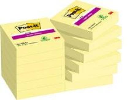 Post-it® Super Sticky Notes, Gelb, 47.6 mm x 47.6 mm, 12 Blöcke