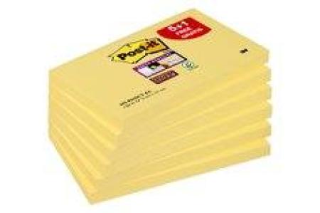 Post-it® Super Sticky Notes, Gelb, 76 mm x 127 mm, 5 Blöcke + 1 GRATIS