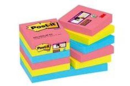 Post-it® Super Sticky Notes, Bora Bora Collection, 47.6 mm x 47.6 mm, 12 Blöcke