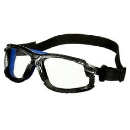 3M™ Solus™ 1000 Schutzbrille, blau/schwarze Bügel, Scotchgard™ Anti-Fog-/Antikratz-Beschichtung (K&N), transparente Scheibe, mit TPE-Rahmen und Neoprenkopfband, S1101NSGAF-TSKT-EU, 20 pro Packung