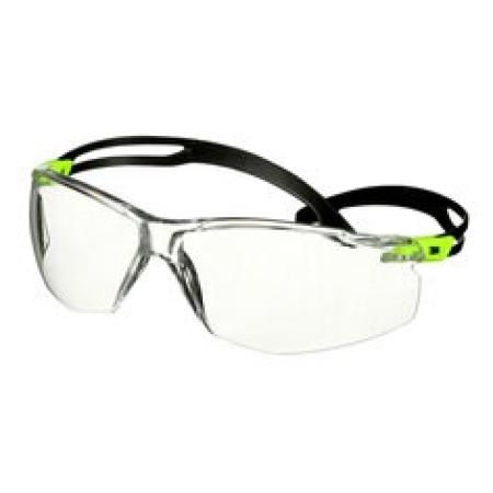 3M™ SecureFit™ 500 Schutzbrille, grüne Bügel, Scotchgard™ Anti-Fog-/Antikratz-Beschichtung (K&N), transparente Scheibe, SF501SGAF-GRN-EU, 20 pro Packung
