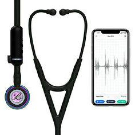 3M™ Littmann® CORE Digital-Stethoskop, 8572, hochglänzendes, regenbogenfarbenes Bruststück, Schlauch, Schlauchanschluss und Ohrb