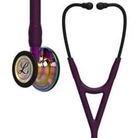 3M™ Littmann® Cardiology IV™ Stethoskop, hochglänzendes, 6239, regenbogenfarbenes Bruststück, pflaumefarbener Schlauch, violette