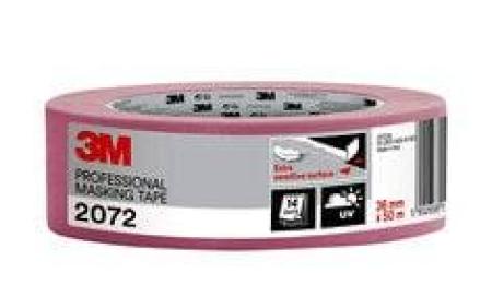 3M™ Malerabdeckband 2072 für besonders empfindliche Oberflächen, pink, 36 mm x 50 m, 1 Rolle/Packung