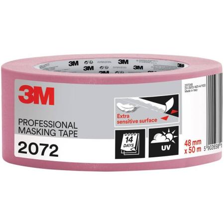 3M™ Malerabdeckband 2072 für besonders empfindliche Oberflächen, pink, 48 mm x 50 m, 1 Rolle/Packung