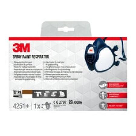 3M™ Maintenance Free Half Mask Respirator, 4251+, FFA1P2R D Filters, 1/PCK, 4PCK/CV