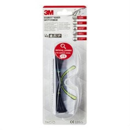 3M™ SecureFit™ Schutzbrille mit Lesebrille SF420, +2,0 Dioptrien, Antikratz-Beschichtung, klare Scheibe, 1 Stück/Karton, 6 Kartons/VE