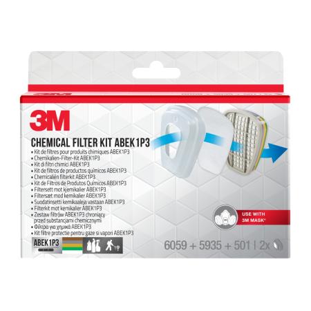 3M™ Filterkit 6004BC1 für Masken der Serie 6000, ABEK1P3, (2 x 6059 ABEK1- + 2 x 5935 P3- + 2 x 501-Halter), 1 pro Karton, 4 Kartons/VE
