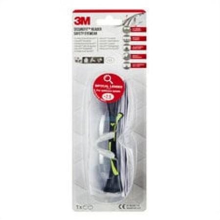 3M™ SecureFit™ Schutzbrille mit Lesebrille SF425, +2,5 Dioptrien, Antikratz-Beschichtung, klare Scheibe, 1 Stück/Karton, 6 Kartons/VE