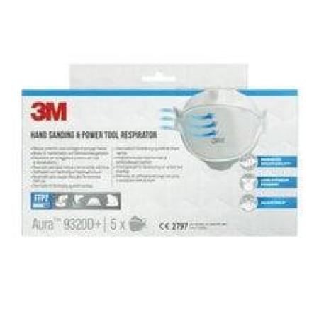 3M™ 9320D+ Aura™ Einweg-Partikel-Atemschutzmaske, FFP2, ohne Ventil, 5/Packung
