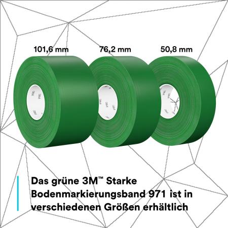 3M™ Langlebiges Bodenmarkierungsband 971, Grün, 75 mm x 33 m, 0.24 mm