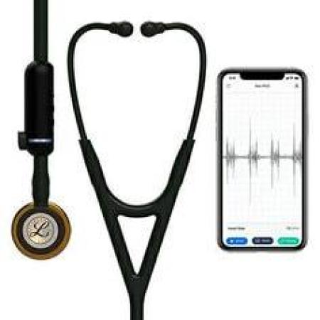 3M™ Littmann® CORE Digital-Stethoskop, hochglanzpoliertes, kupferfarbenes Bruststück, schwarzer Schlauch, Schauchanschluss und O