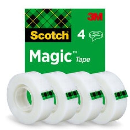 Scotch® Magic™ Unsichtbares Klebeband 8-1933-4S, 19 mm × 33 m, 4 Rollen/Packung