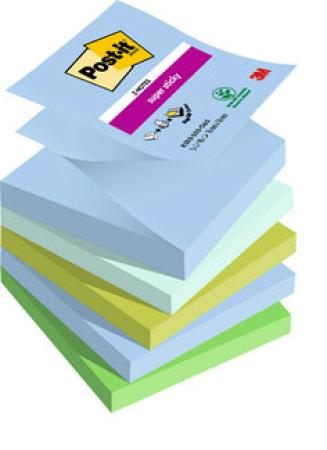 Post-it® Super Sticky Z-Notes, Oasis Collection, 76 mm x 76 mm, 90 Blatt/Block, 5 Blöcke/Packung, 100% PEFC SGSCH-PEFC-COC-110078