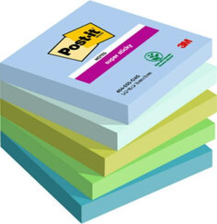 Post-it® Super Sticky Notes, Oasis Collection, 76 mm x 76 mm, 90 Blatt/Block, 5 Blöcke/Packung, 100% PEFC SGSCH-PEFC-COC-110078