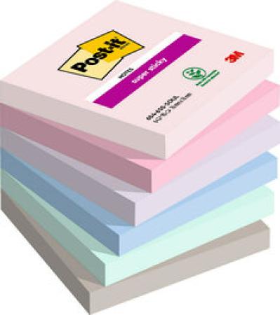 Post-it® Super Sticky Notes, Soulful Collection, 76 mm x 76 mm, 90 Blatt/Block, 6 Blöcke/Packung, 100% PEFC SGSCH-PEFC-COC-110078