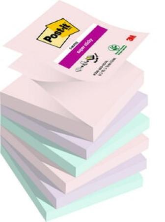 Post-it® Super Sticky Z-Notes, Soulful Collection, 76 mm x 76 mm, 90 Blatt/Block, 6 Blöcke/Packung, 100% PEFC SGSCH-PEFC-COC-110078