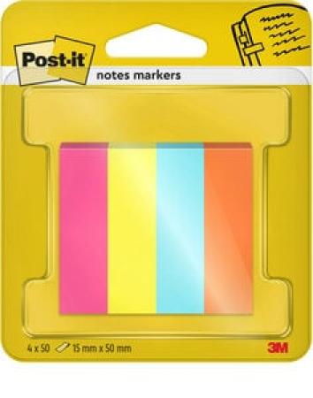 Post-it® Page Marker, Poptimistic Collection, 15 mm x 50 mm, 50 Blatt/Block, 4 Blöcke/Packung, 100% PEFC SGSCH-PEFC-COC-110078