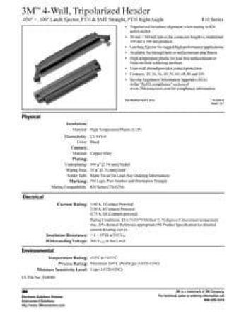 3M™ 81080-600203 RB, 4-Wall, Stiftstecker, tripolarized, 180° gerade, 80-polig, 810 Serie, 2,54 mm, 0,76 µm Au, Schwarz